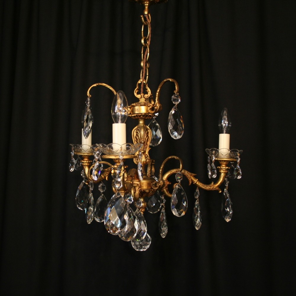 An Italian Bronze Triple Light Antique Chandelier