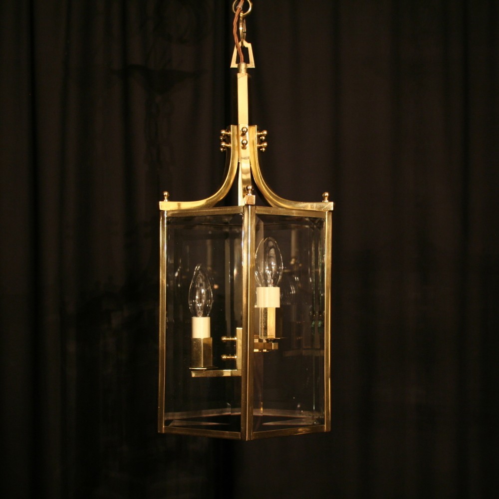 An English Brass Art Deco Antique Hall Lantern
