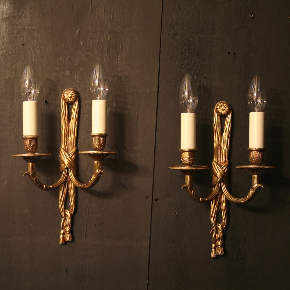 A French Pair Of Rope Antique Wall Lights