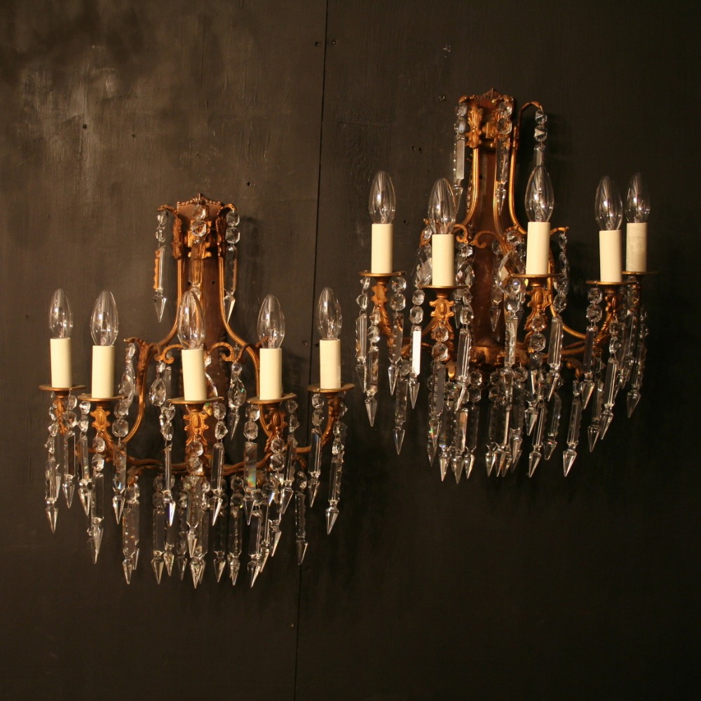 A French Pair Of Bronze Antique Wall Lights