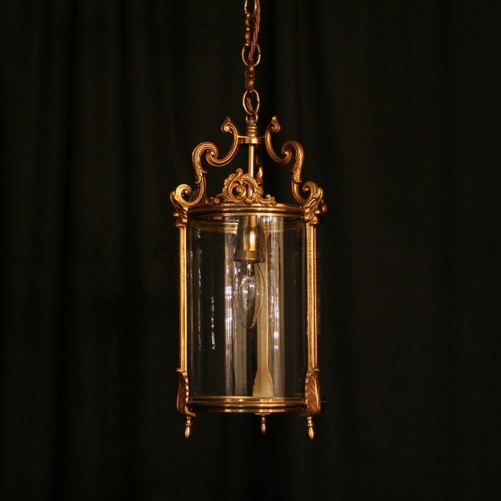 A French Gilded Single Light Antique Hall Lantern