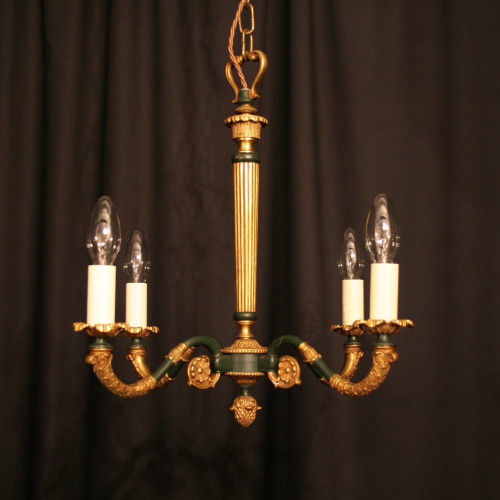 A French Gilt Empire 4 Light Antique Chandelier