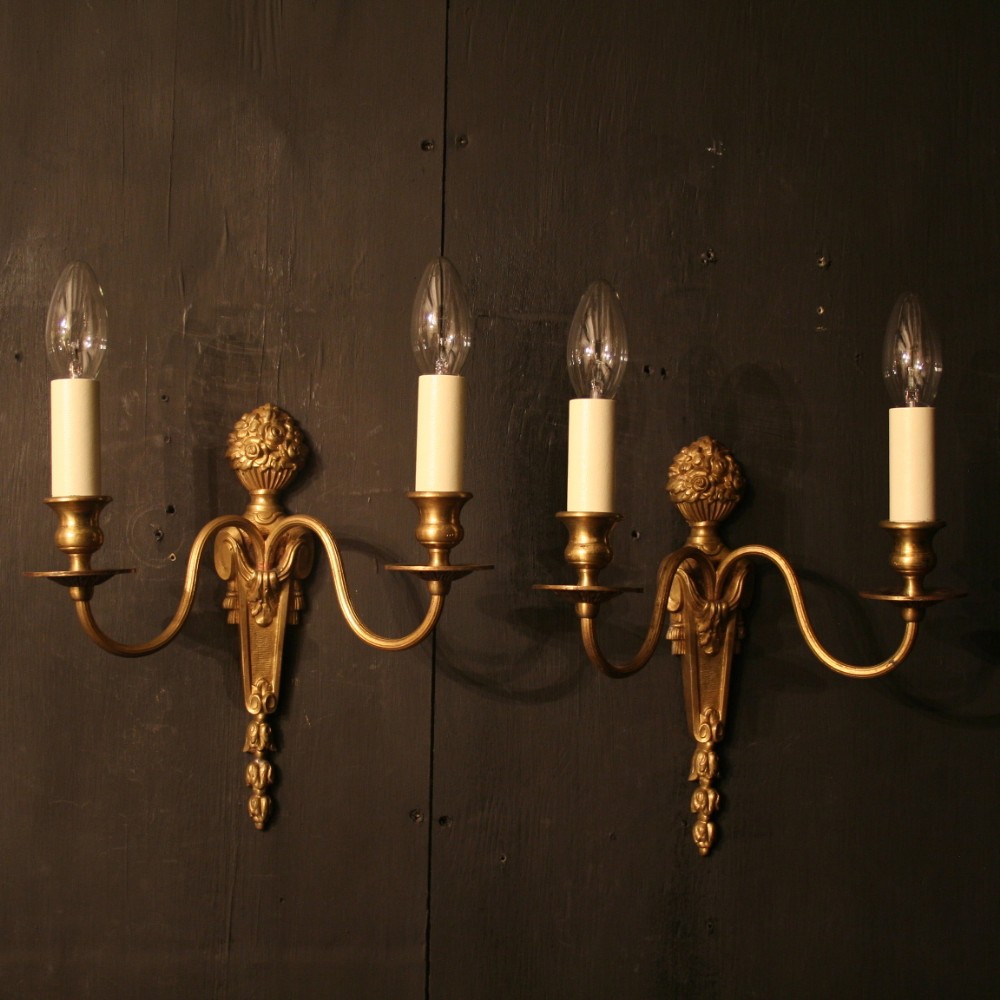 A French Pair Of Bronze Antique Wall Lights