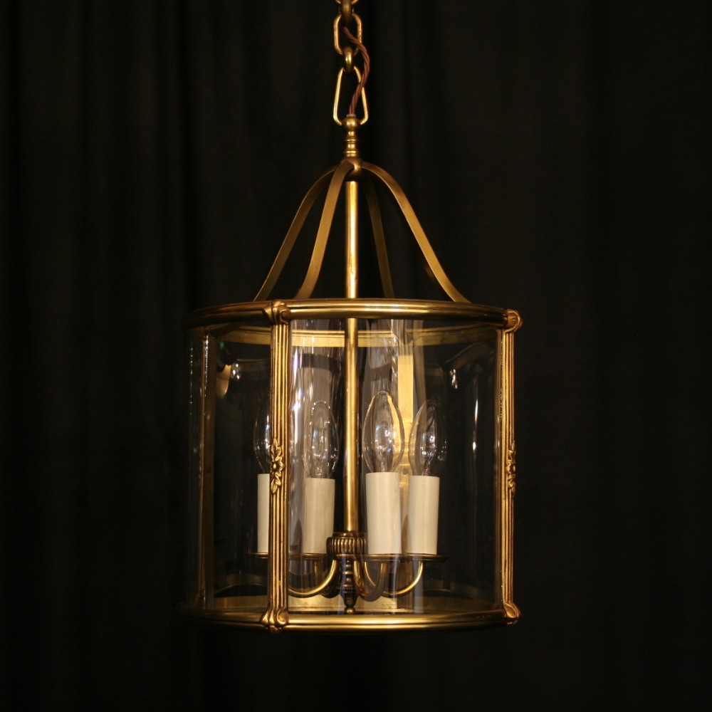 A French Gilded Four Light Antique Hall Lantern