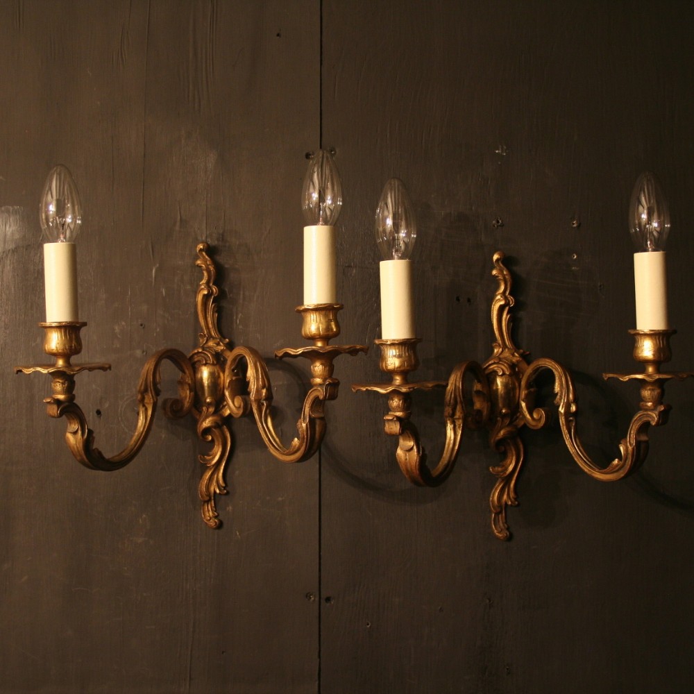 A French Pair of Bronze Antique Wall Lights