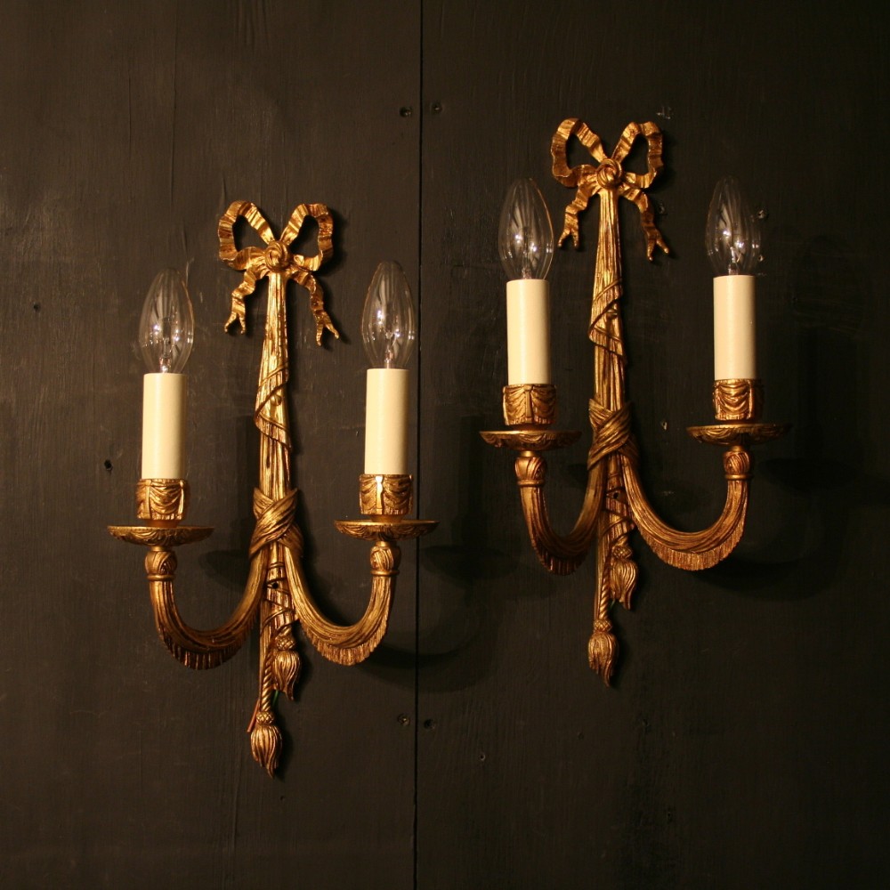 A French Pair Of Twin Arm Antique Wall Lights