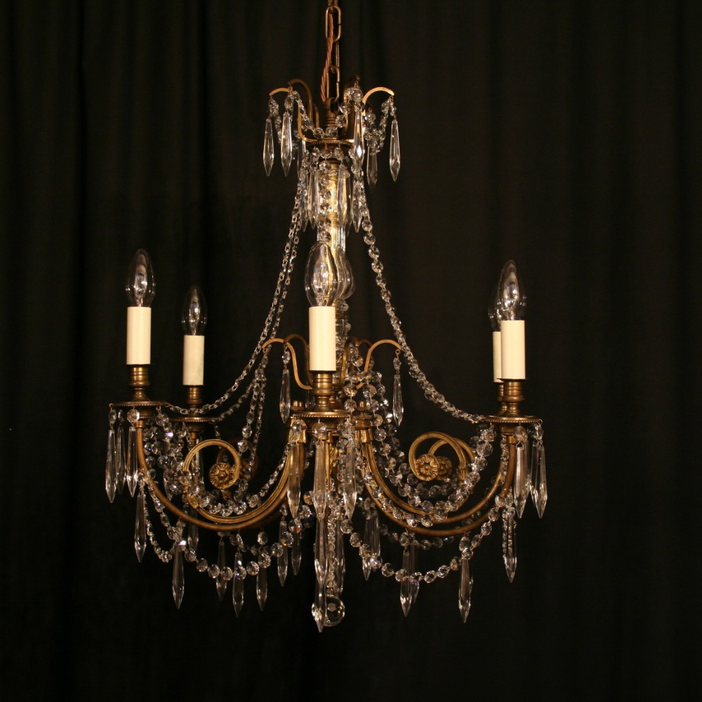A French Bronze 6 Light Antique Chandelier