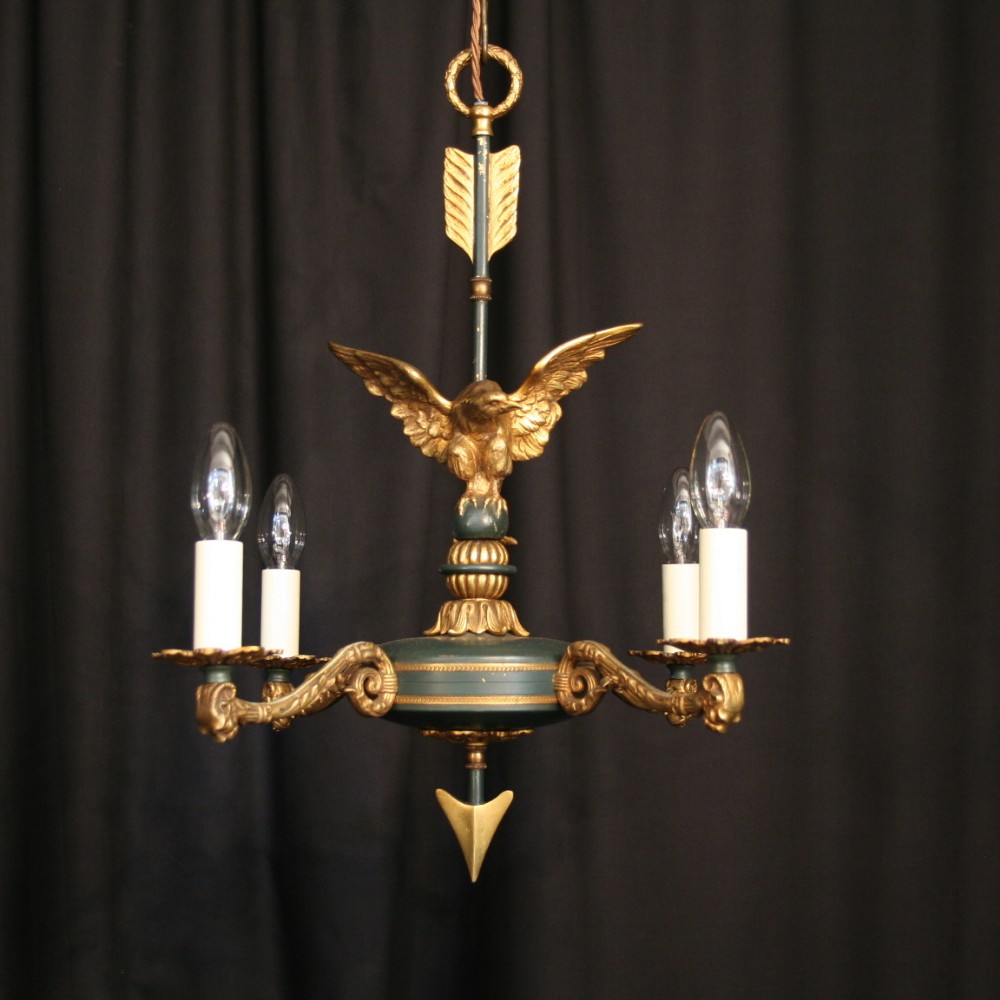 A French Gilt Empire 4 Light Antique Chandelier