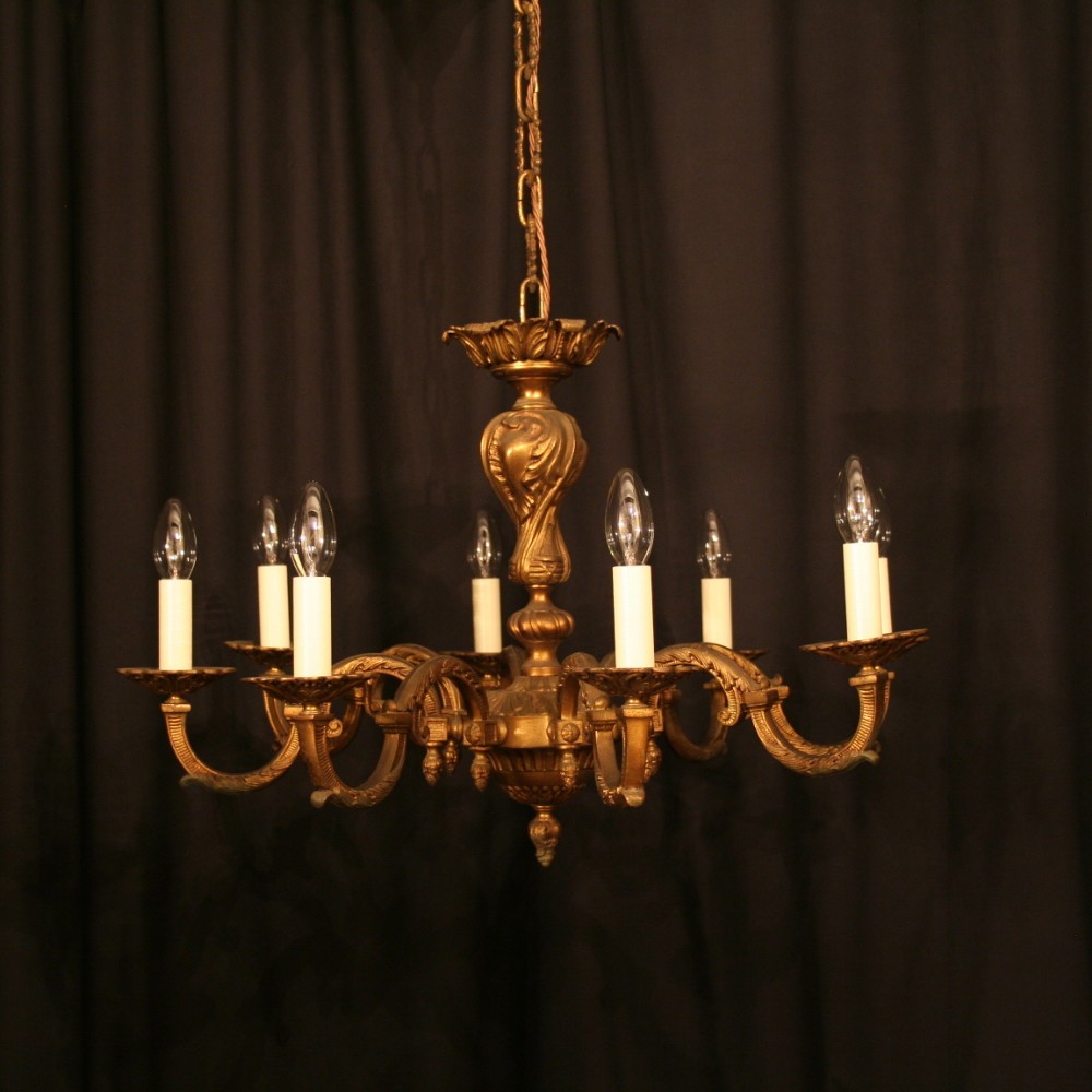A French Gilded 6 Light Antique Chandelier