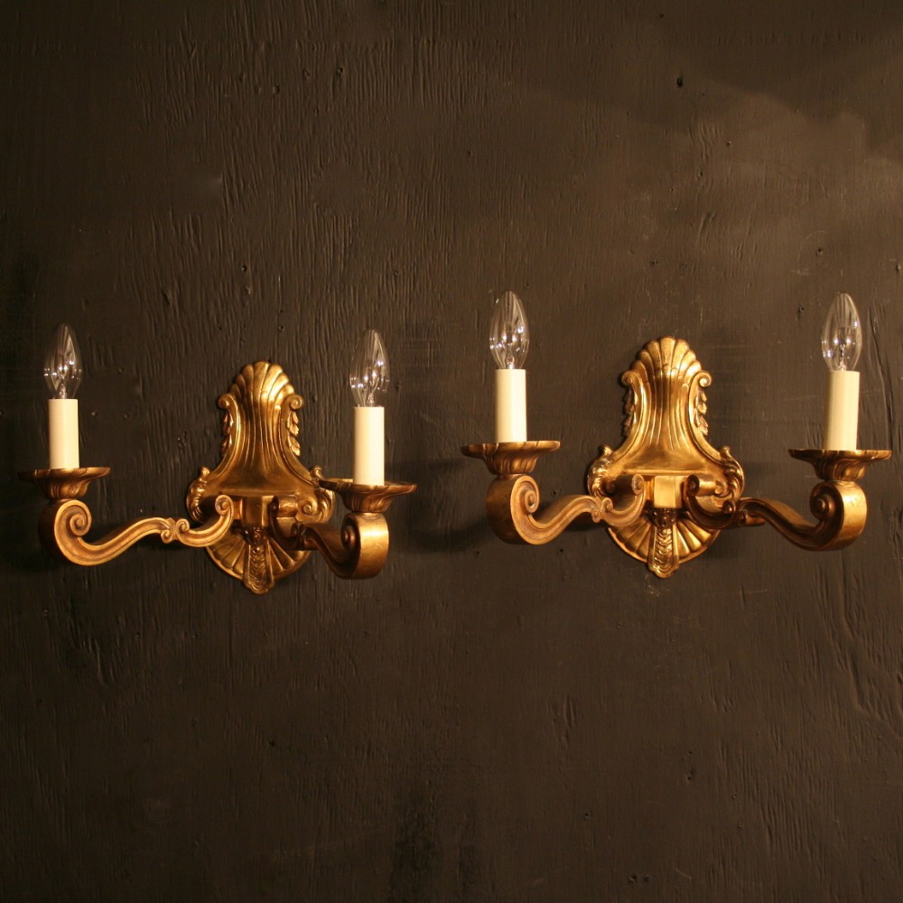 A French Pair Of Bronze Antique Wall Lights