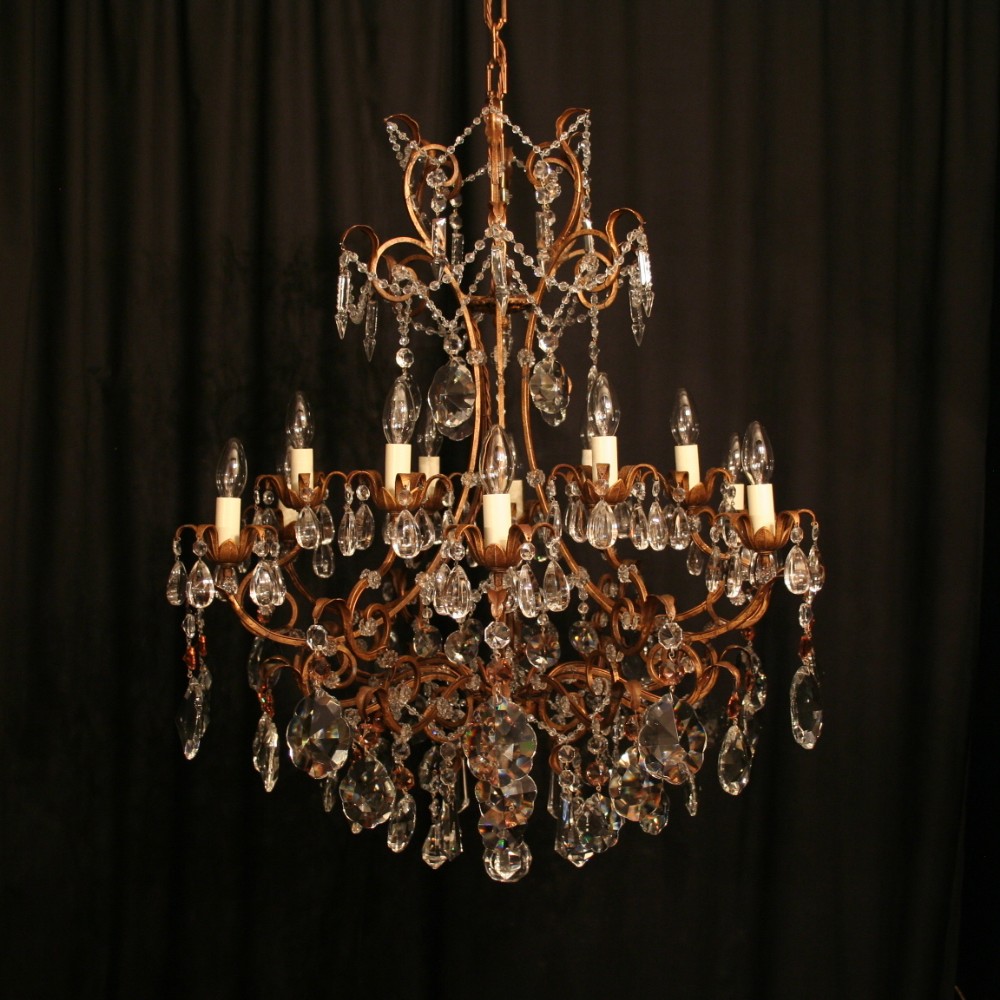 A Florentine Gilded 12 Light Antique Chandelier
