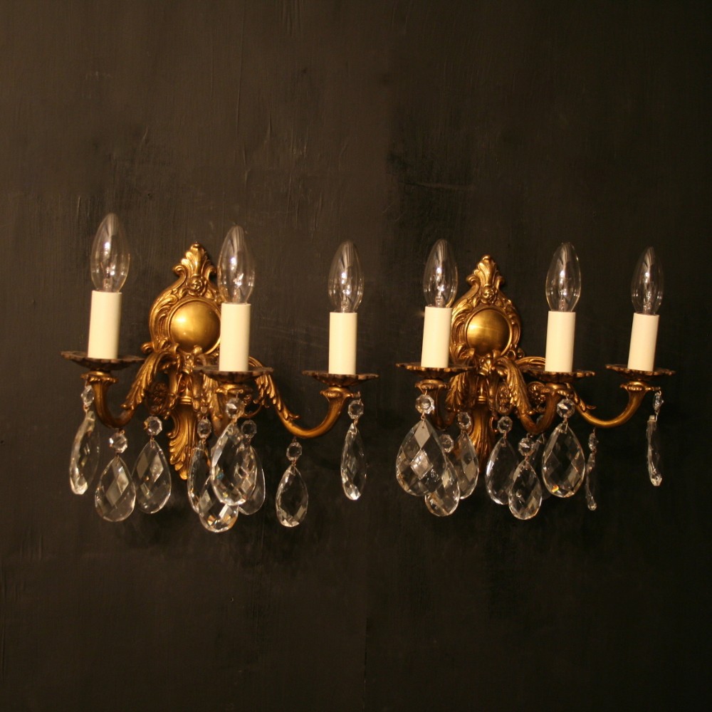 An Italian Pair Of Triple Arm Antique Wall Lights