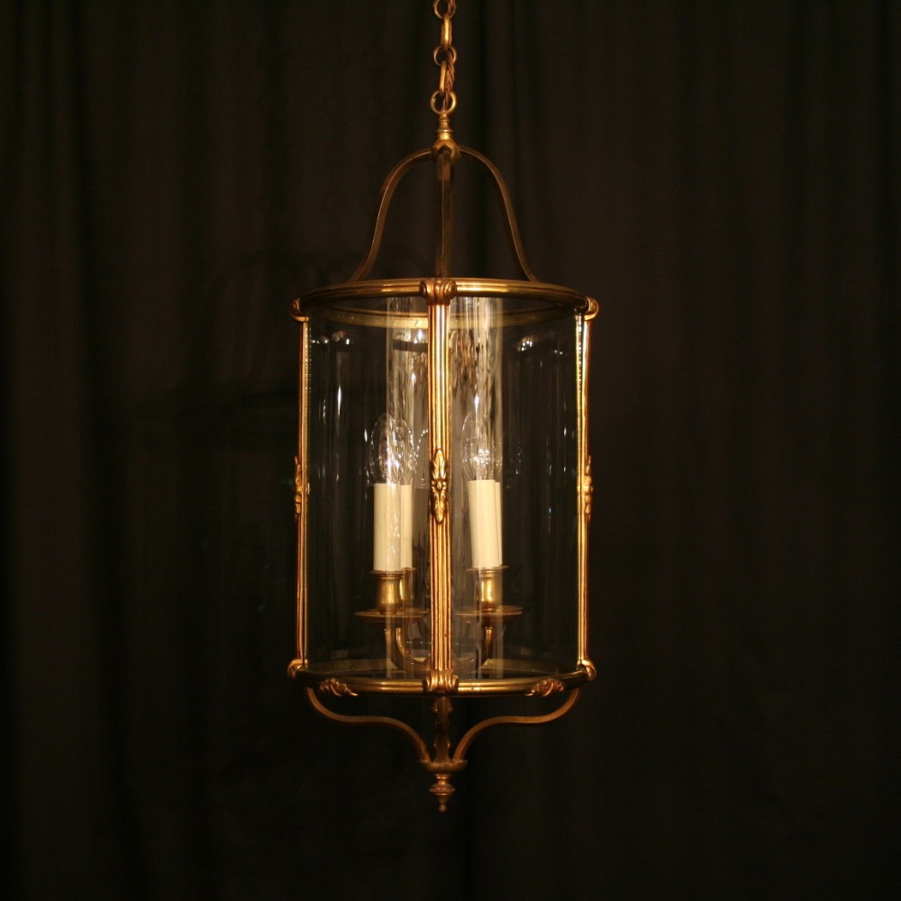A Large French Gilded Antique Hall Lantern