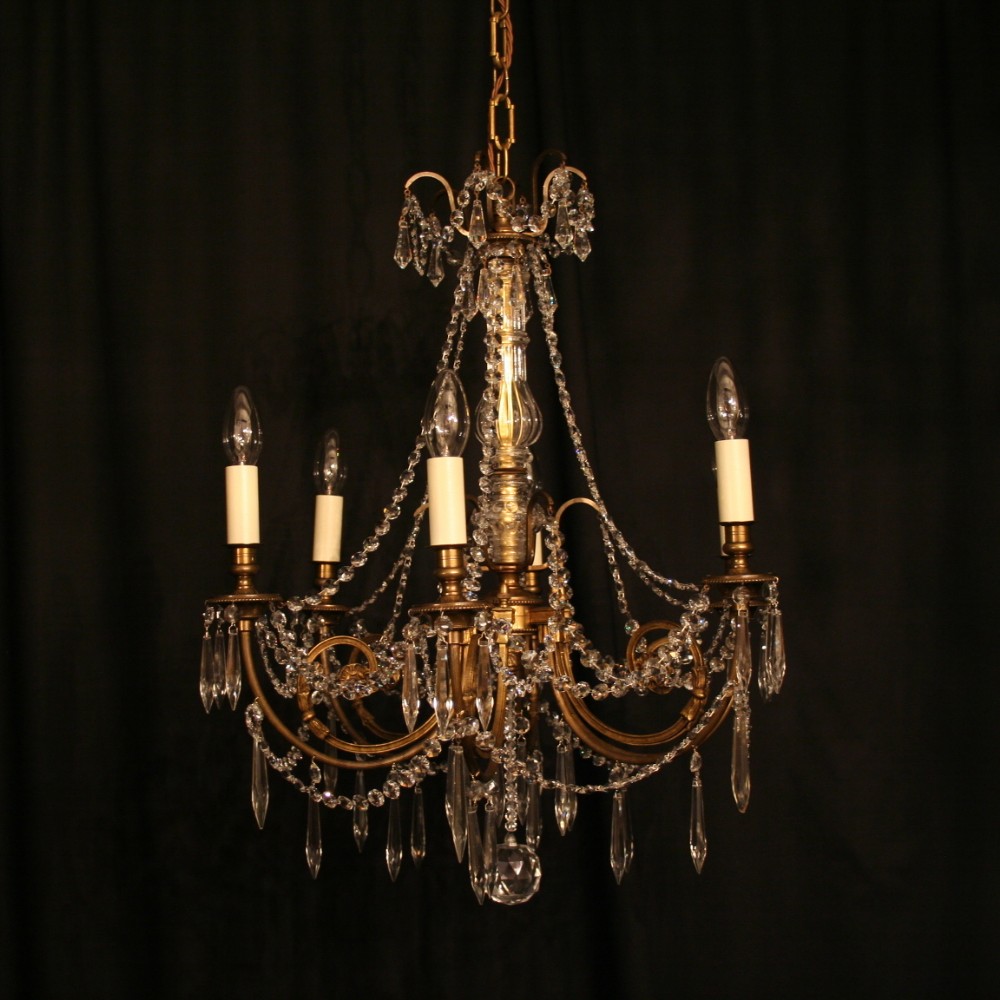 A French Bronze 6 Light Antique Chandelier