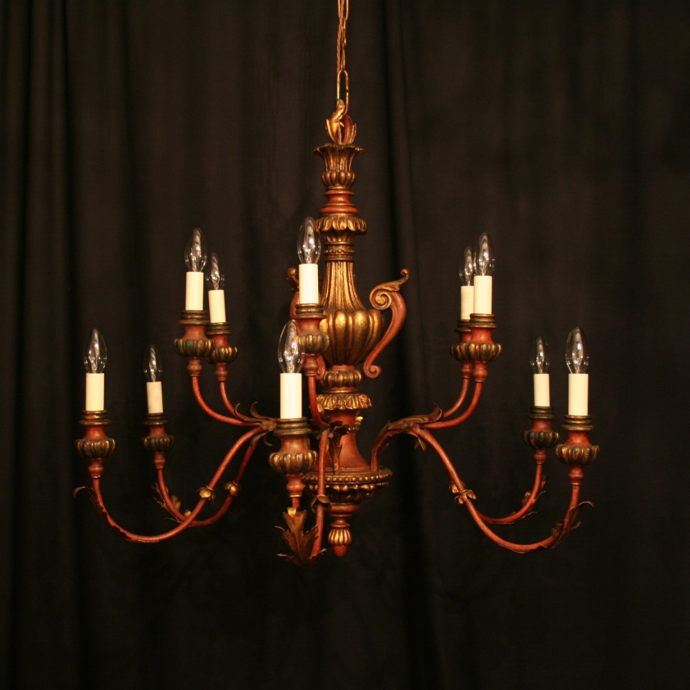 A Florentine 12 Light Polychrome Chandelier