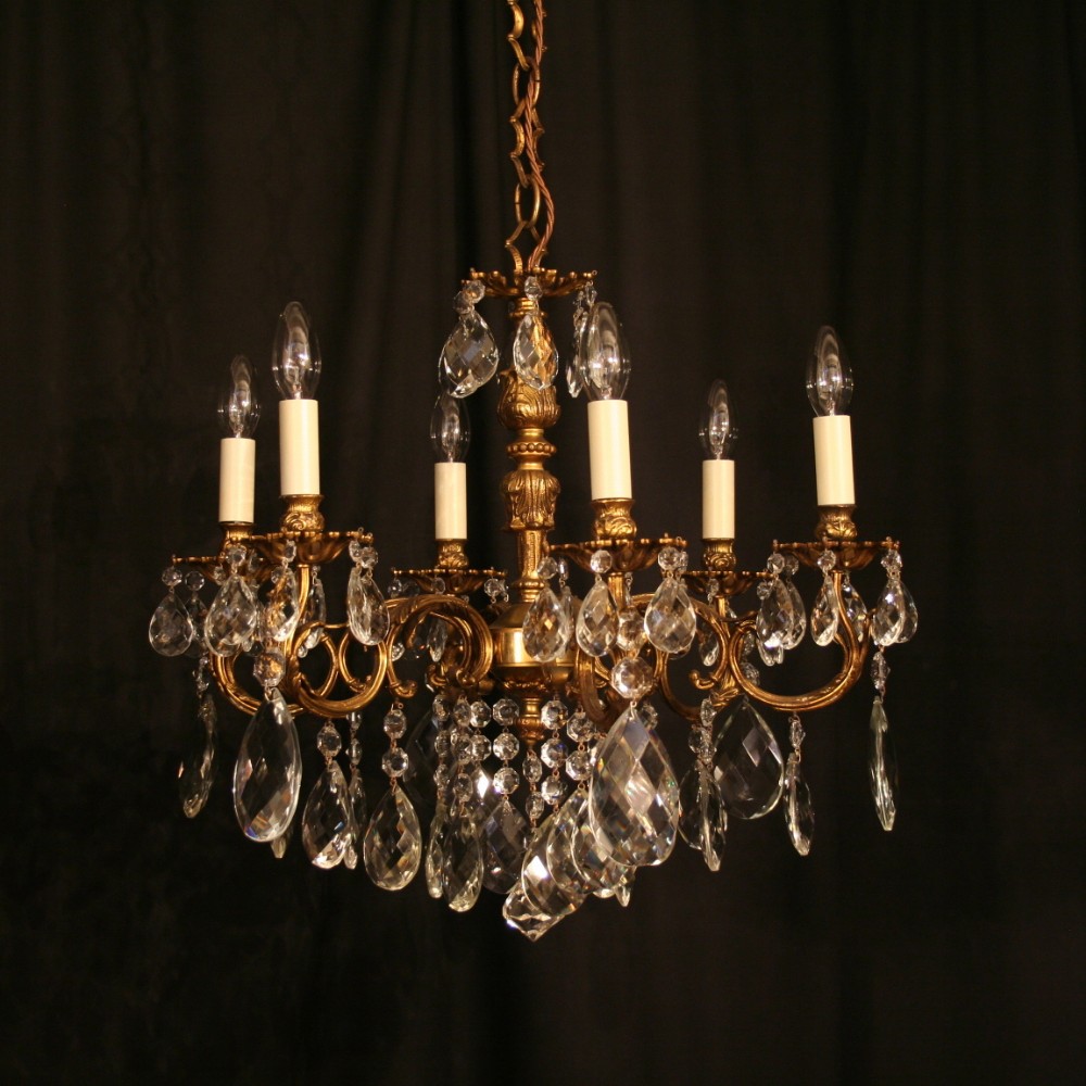 An Italian 6 Light Gilded Antique Chandelier