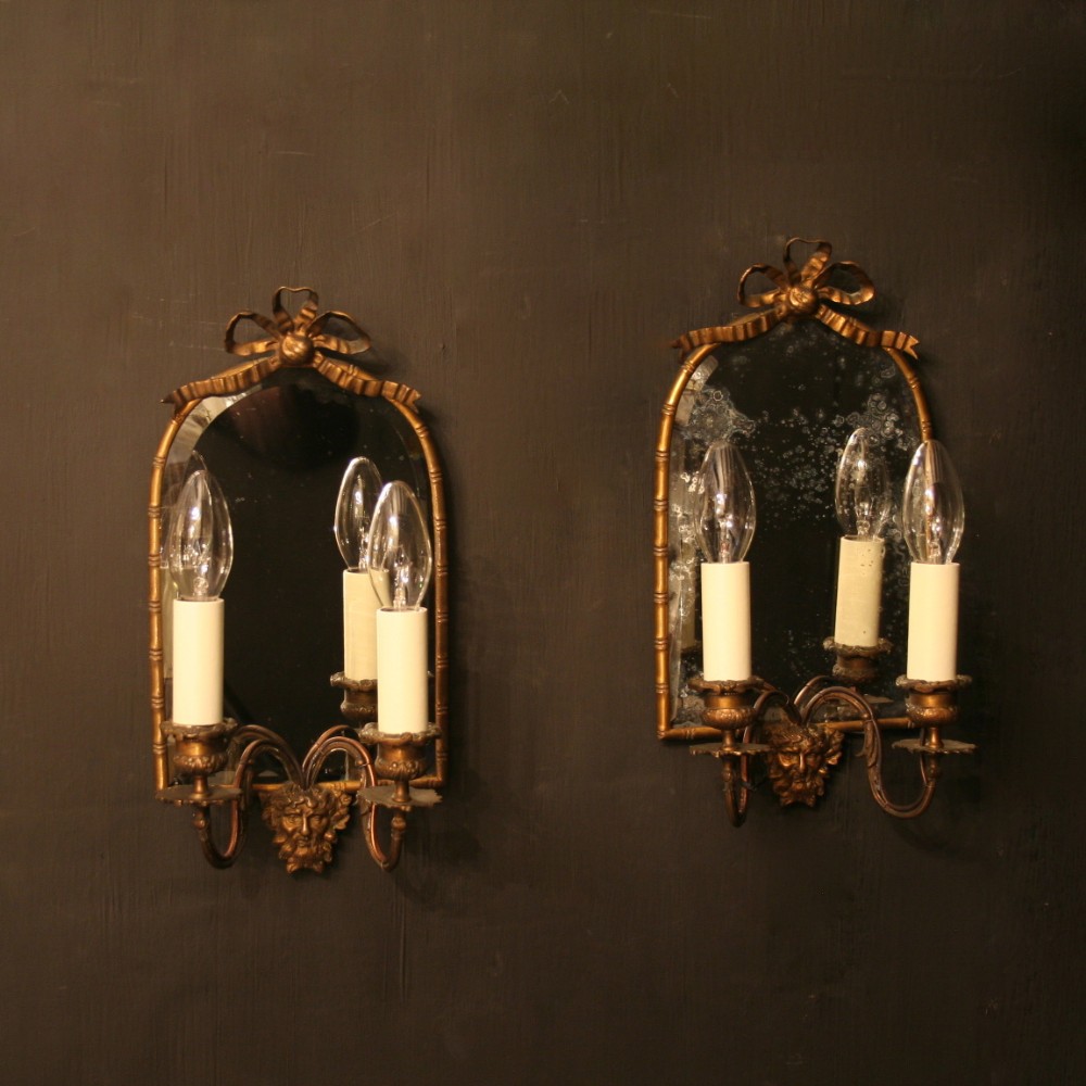 A French Pair Of Bronze Twin Light Antique Girandoles