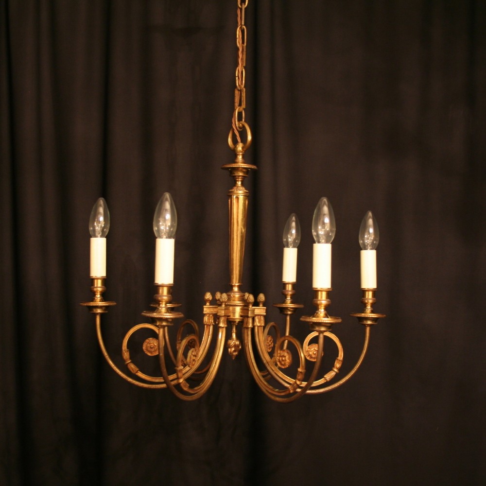 A French Bronze 6 Light Antique Chandelier