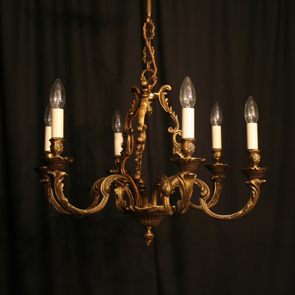 A French Gilded Cage Form 6 Light Antique Chandelier