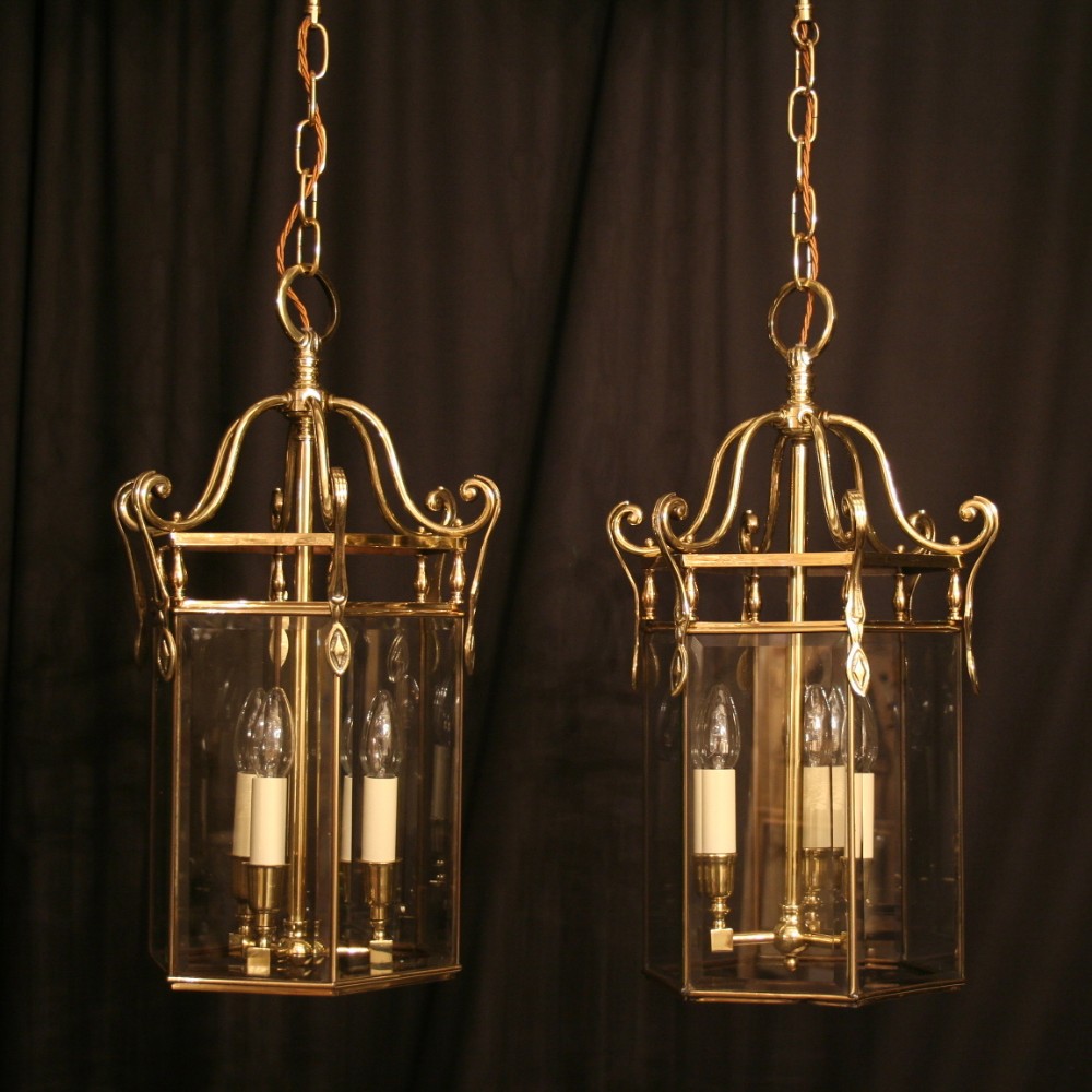 A French Pair Of Triple Light Antique Lanterns