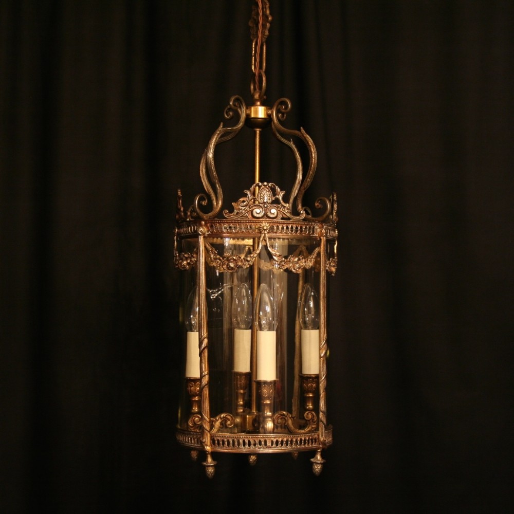 A French Gilded Four Light Antique Hall Lantern