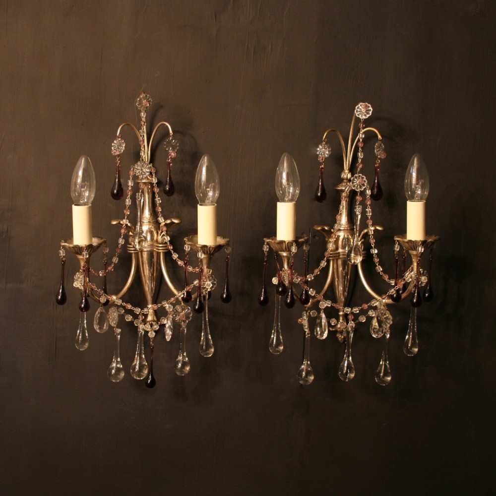A French Pair Of Silver Antique Wall Lights