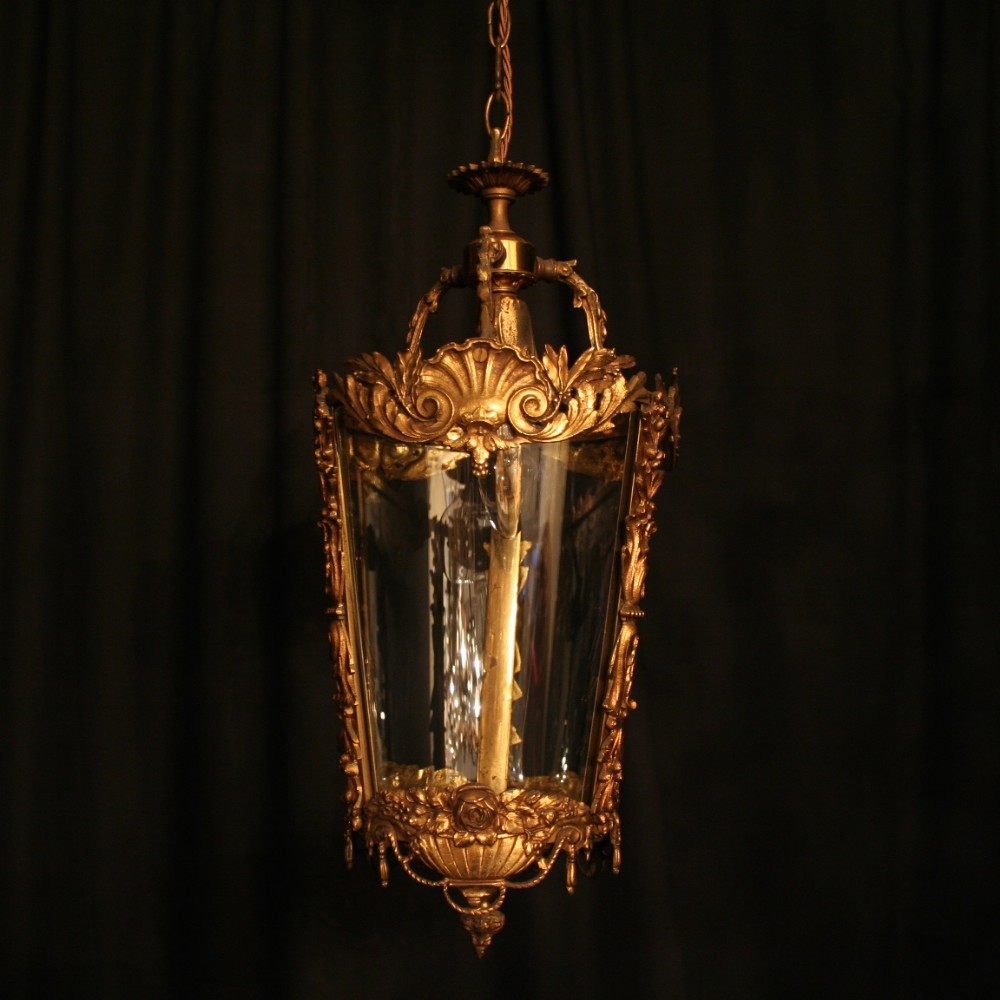 A French Gilded Bronze Antique Hall Lantern