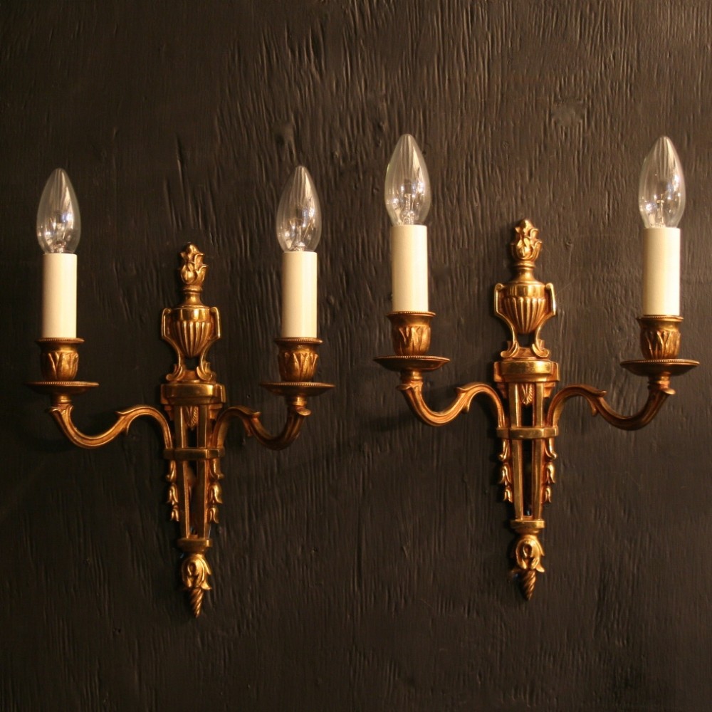 A French Pair Of Gilded Antique Wall Lights