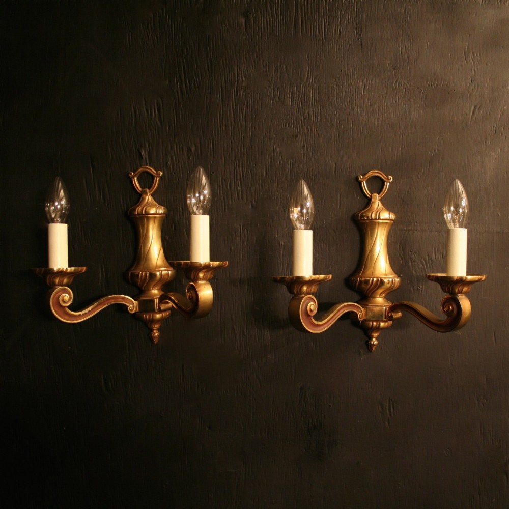A French Pair Of Bronze Antique Wall Lights