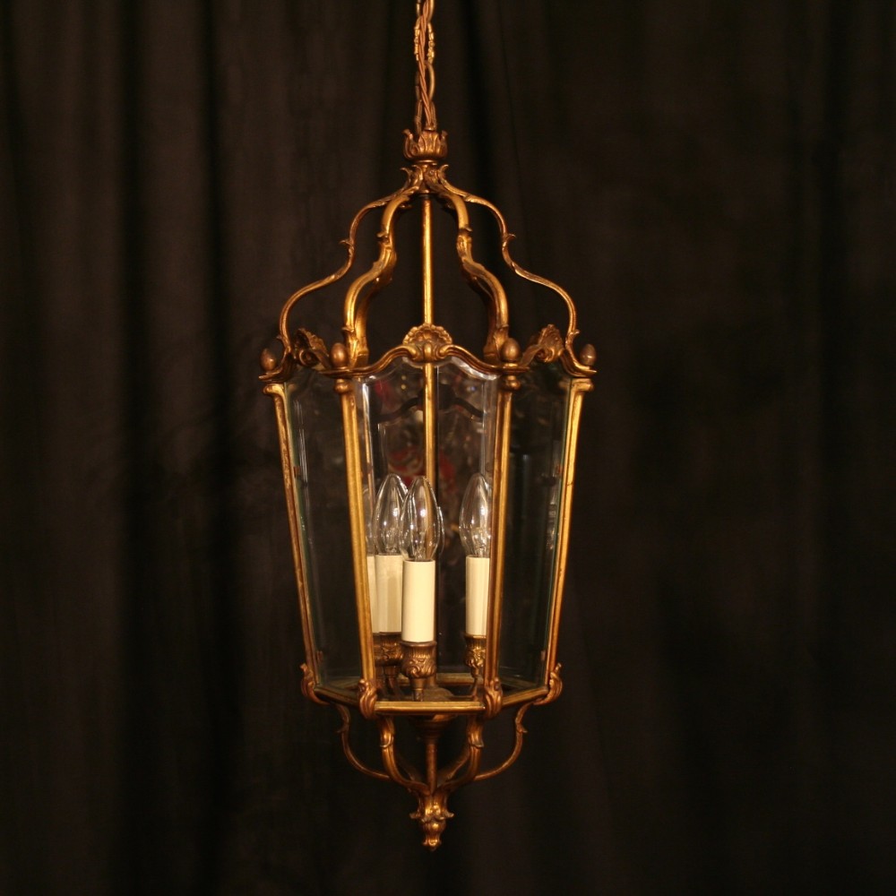 A French Bronze Three Light Antique Lantern