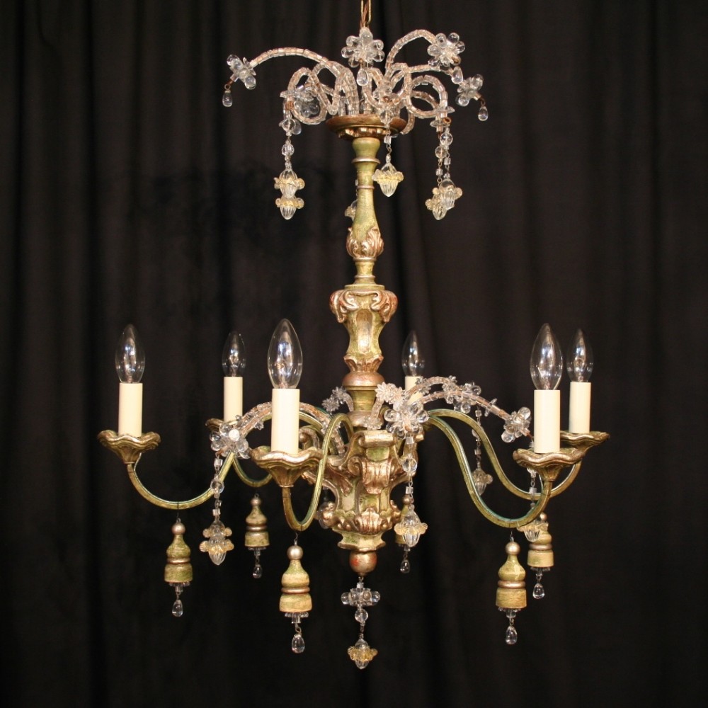 A Decorative Italian Wooden & Murano Chandelier