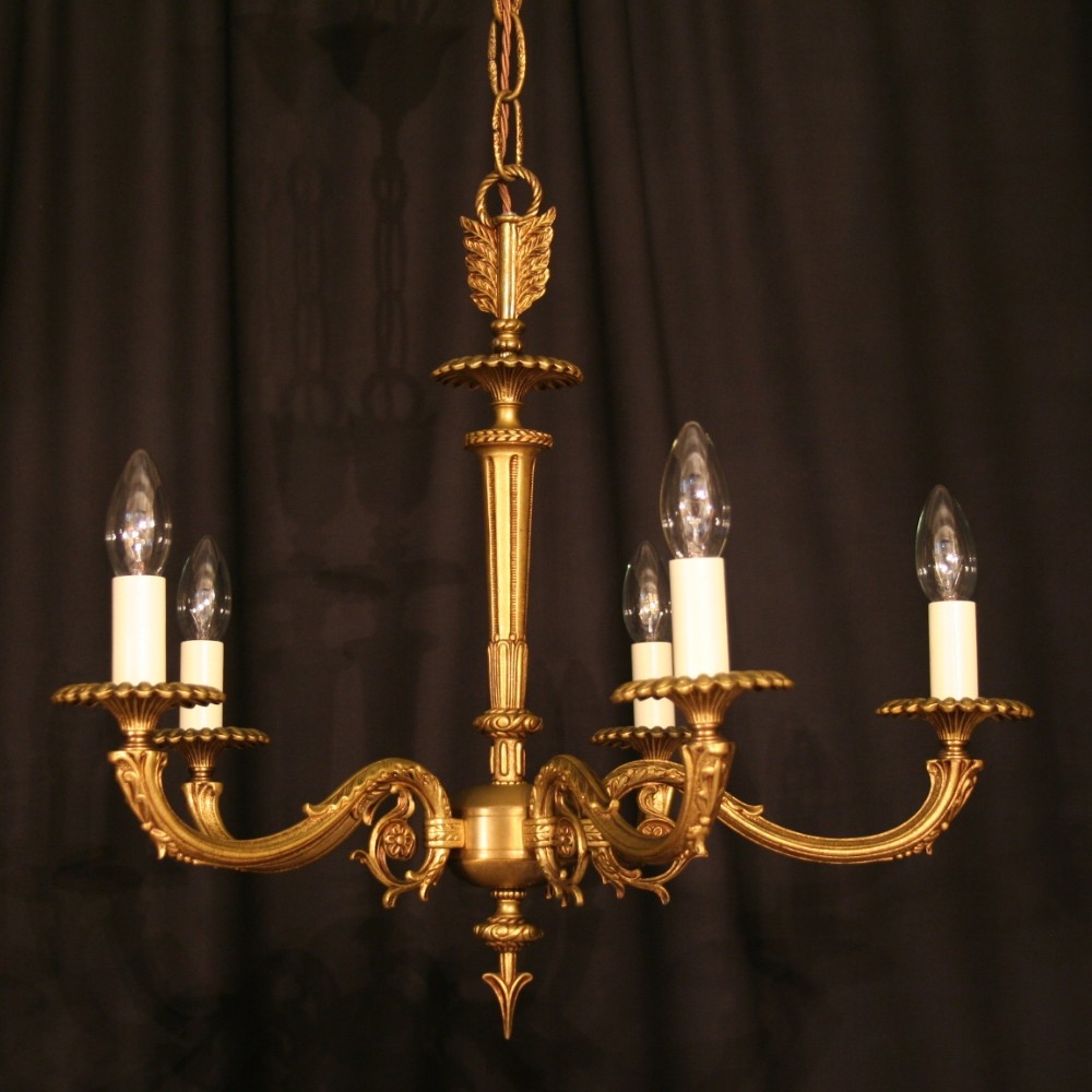 A French Gilded Cast 5 Light Chandelier