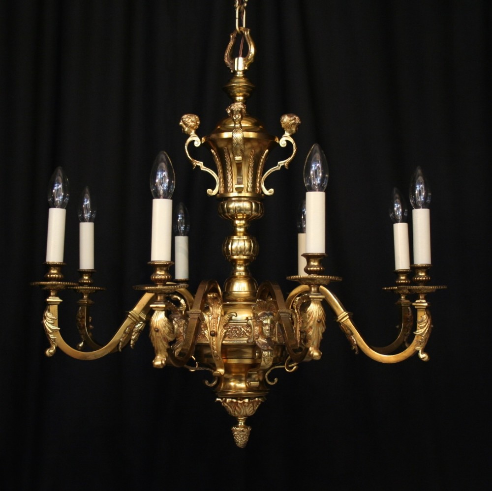 A French Bronze 8 Light Antique Chandelier