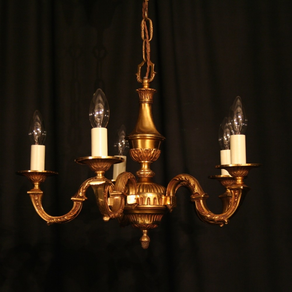A French Bronze 5 Light Antique Chandelier
