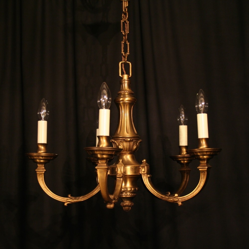 A French Cast Brass 5 Light Chandelier