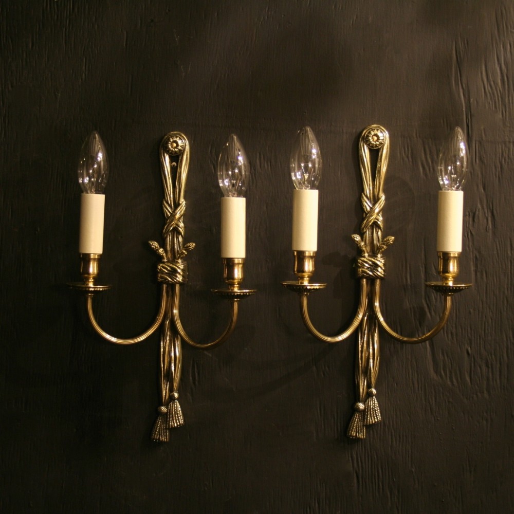 A French Pair Of Rope Twin Arm Antique Wall Lights