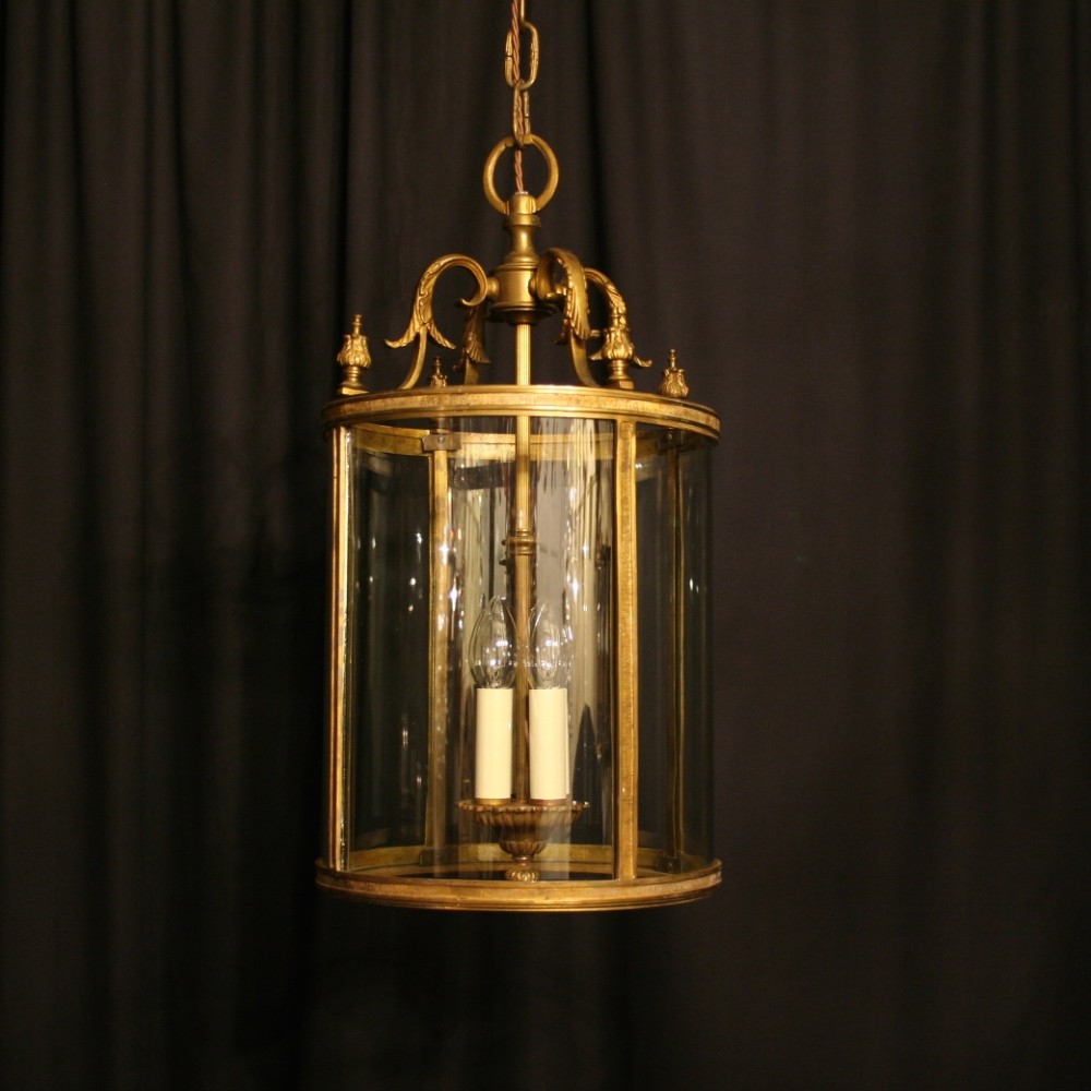 An English Gilded Cast Bronze 4 Light Antique Hall Lantern