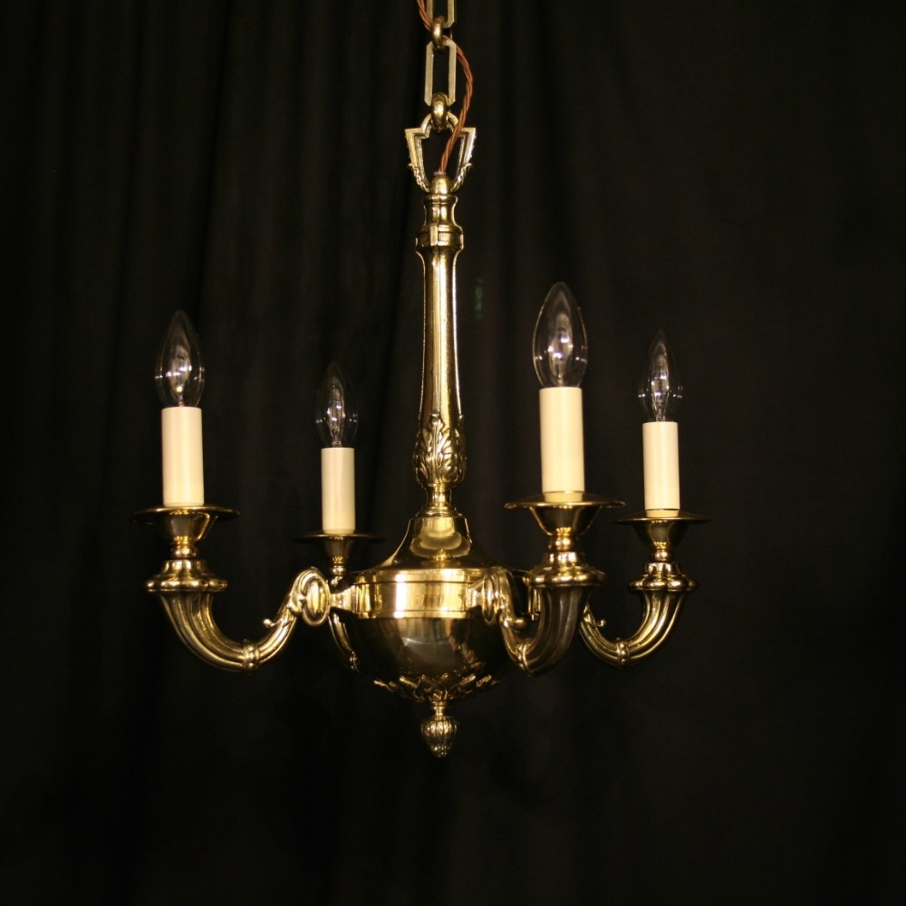 An English Cast Brass 4 Light Antique Chandelier