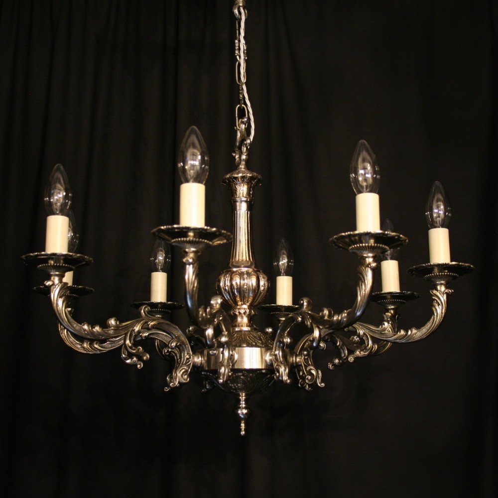 An English Nickel Plated 8 Light Chandelier