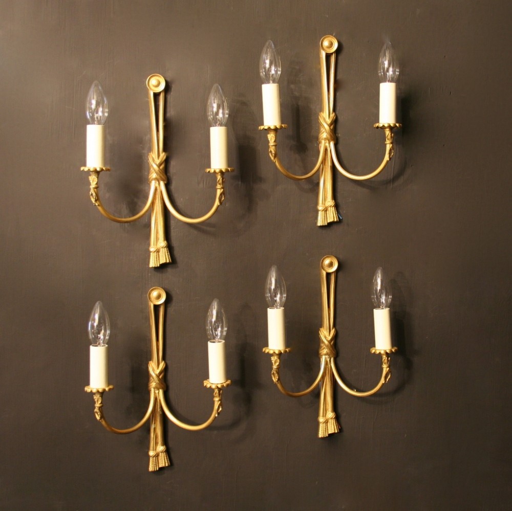 An English Set Of 4 Gilded Brass Wall Lights