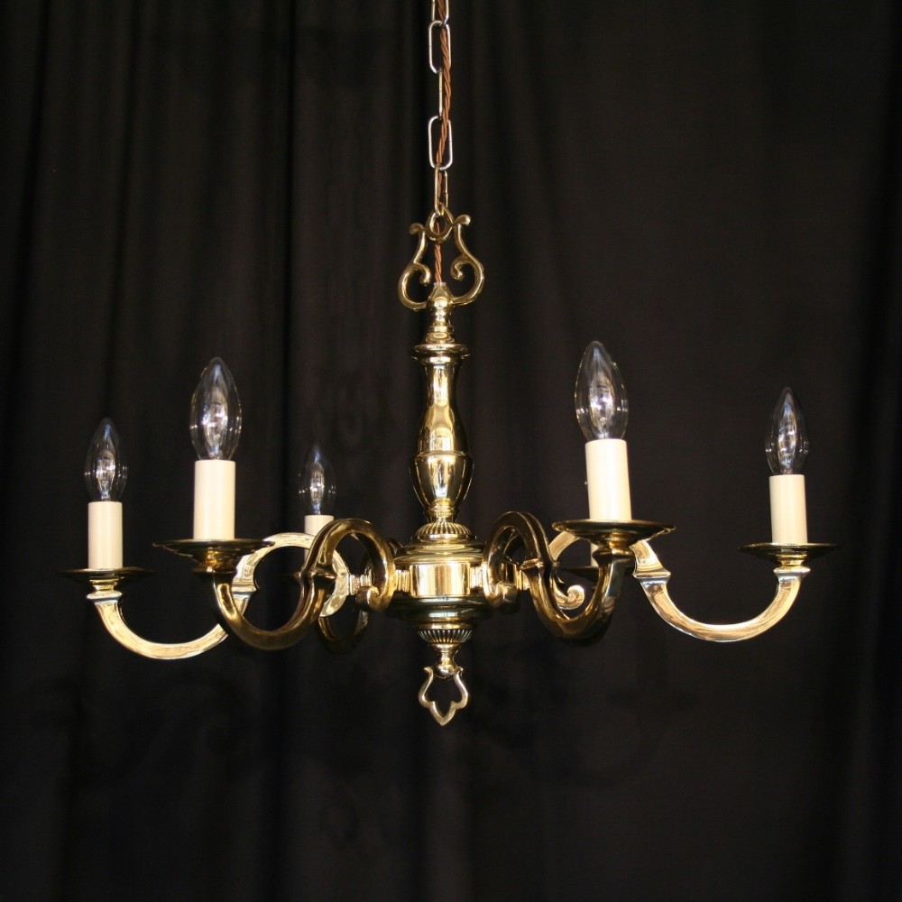 A Flemish Cast Brass 6 Light Chandelier
