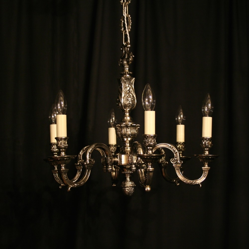 A French Nickel Plated 6 Light Chandelier