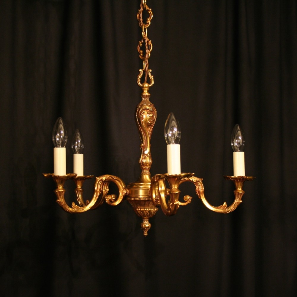 A French Gilded 5 Light Antique Chandelier