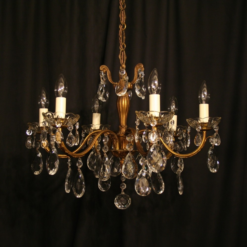 An Italian Gilded 6 Light Antique Chandelier