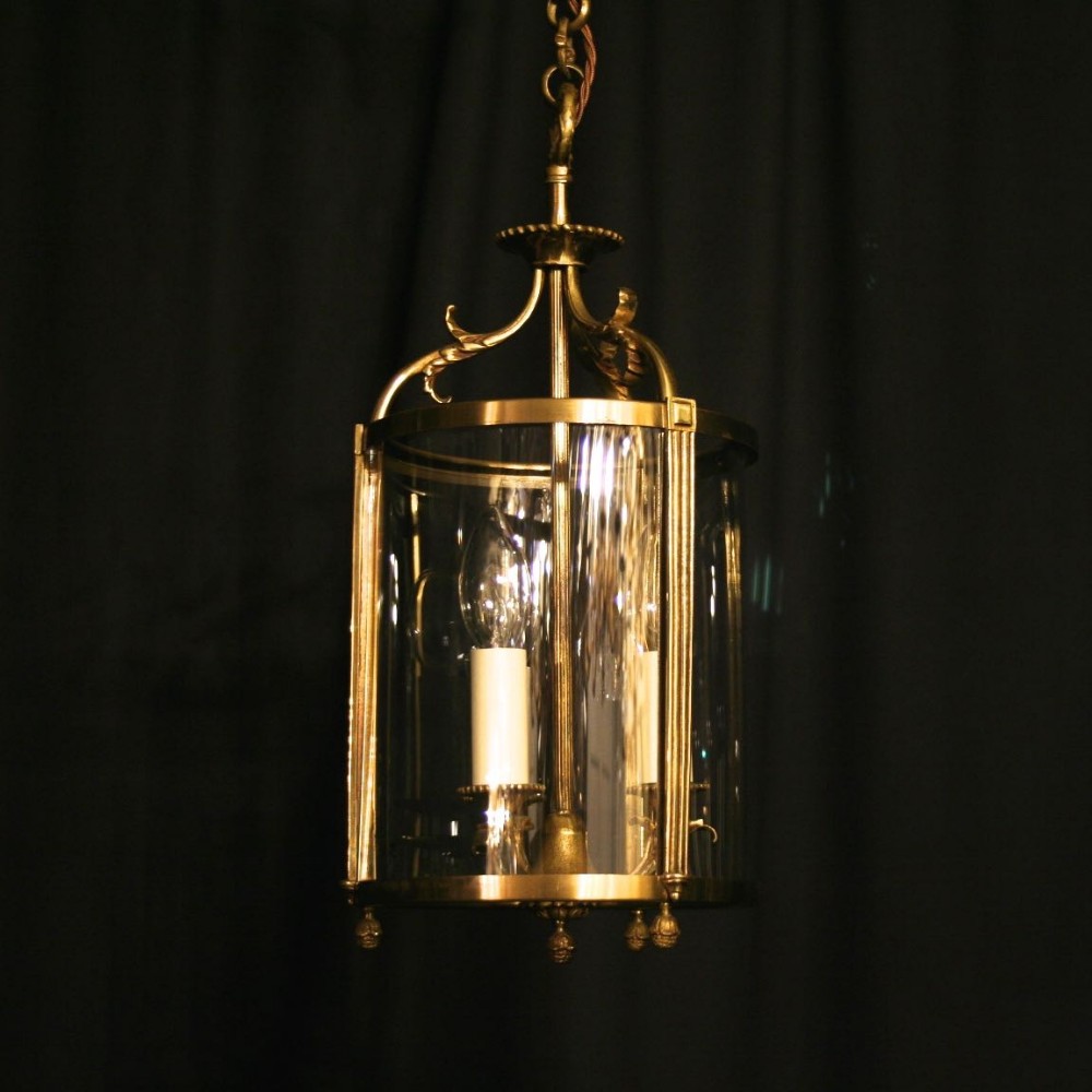 A French Gilded Circular Convex Antique Hall Lantern
