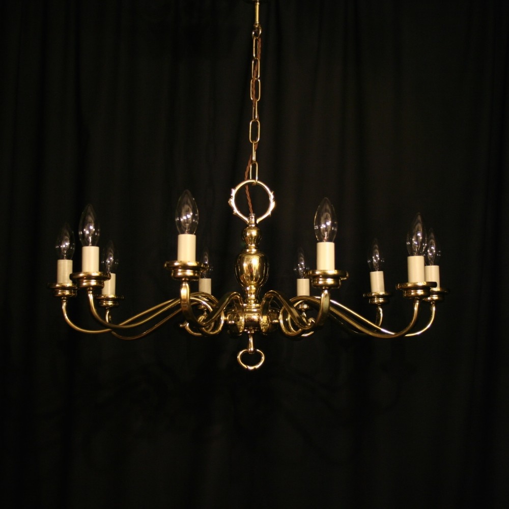 An English Brass 10 Light Chandelier