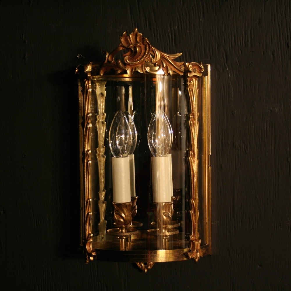 A French Single Gilded Bronze Twin Light Half lantern
