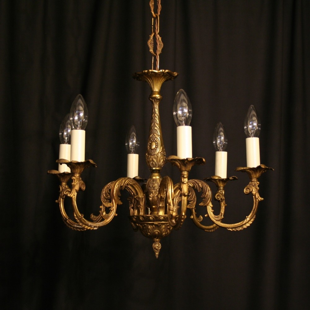 A French Gilded 6 Light Antique Chandelier