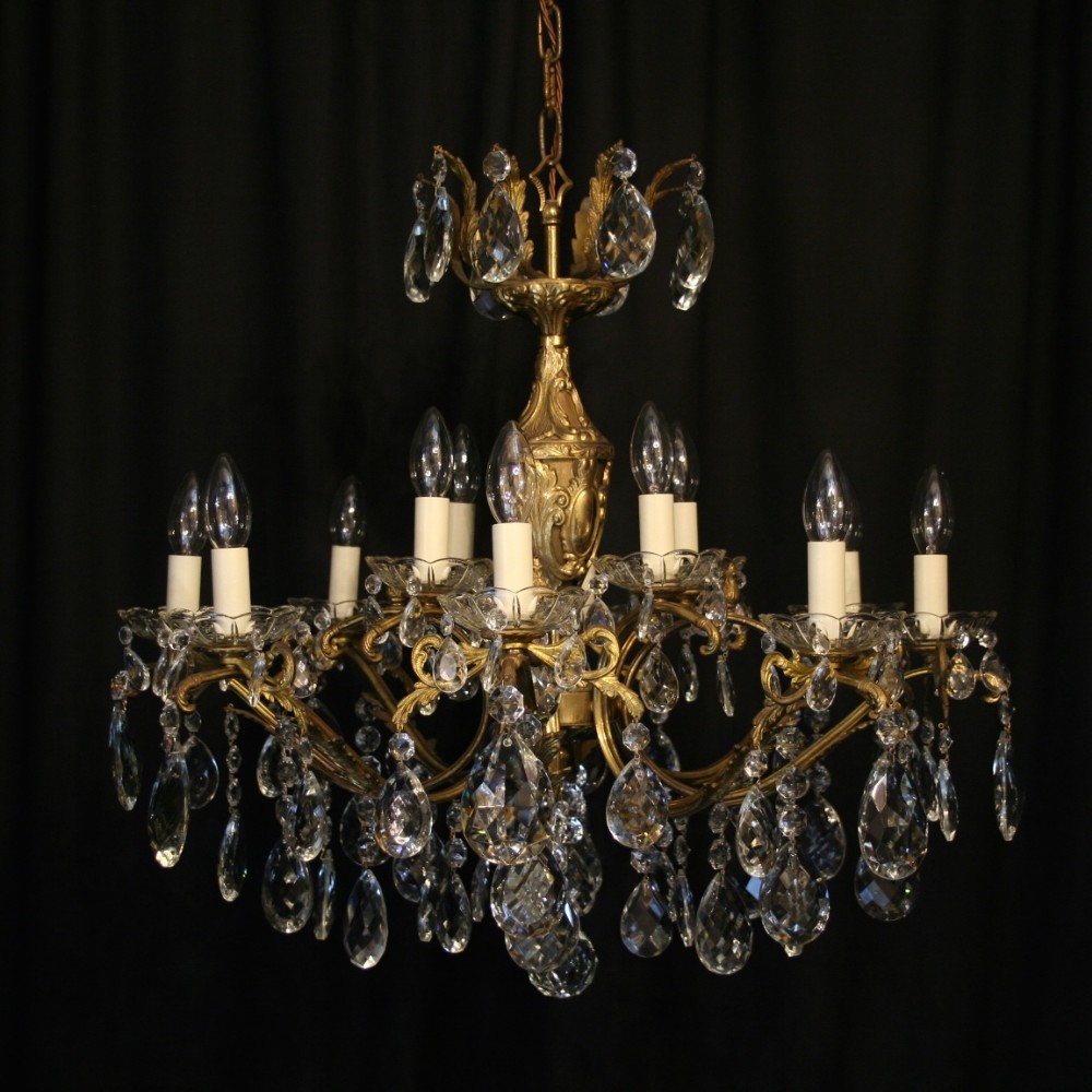 An Italian Gilded 15 Light Double Tiered Antique Chandelier