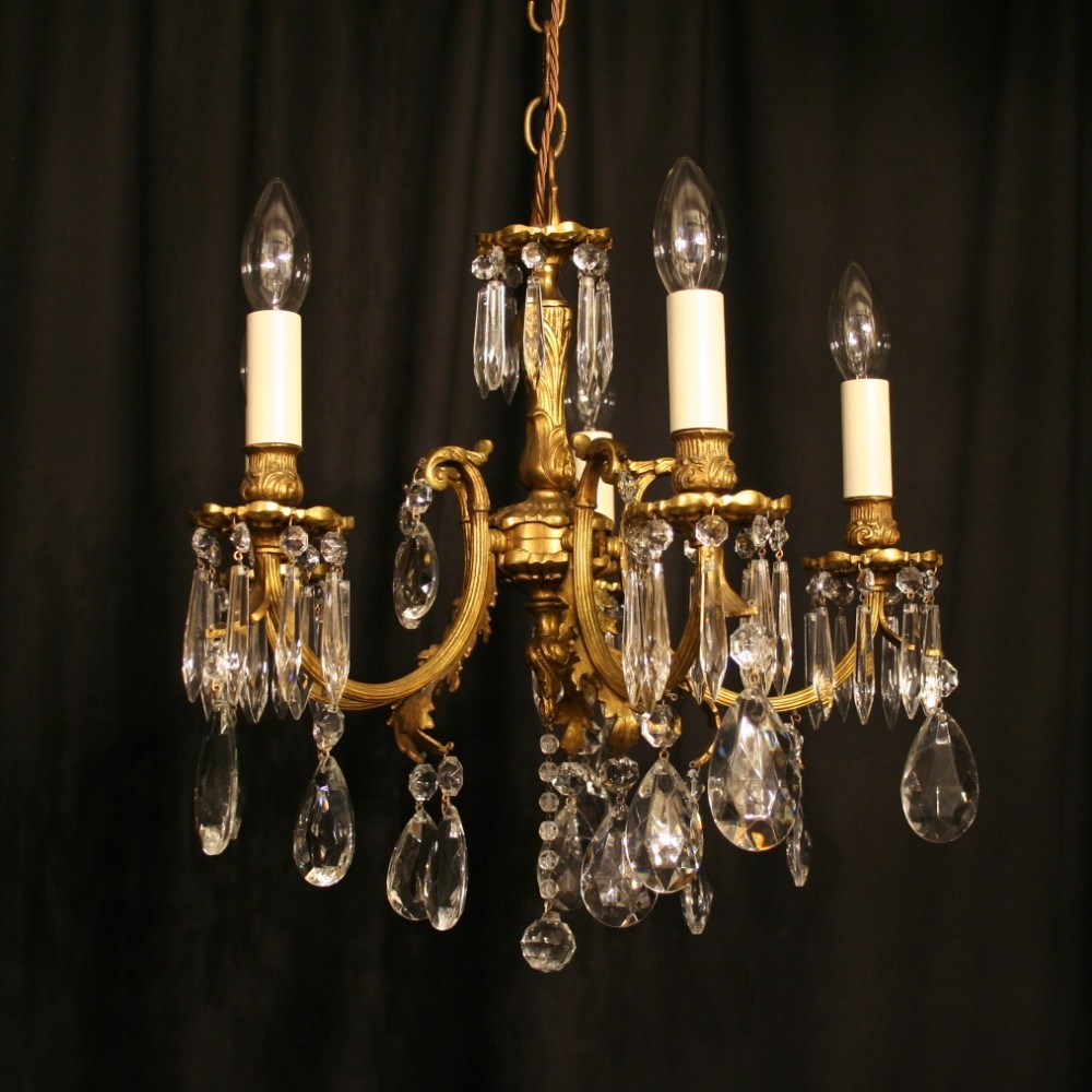 An Italian Gilded Bronze 5 Light Antique Chandelier